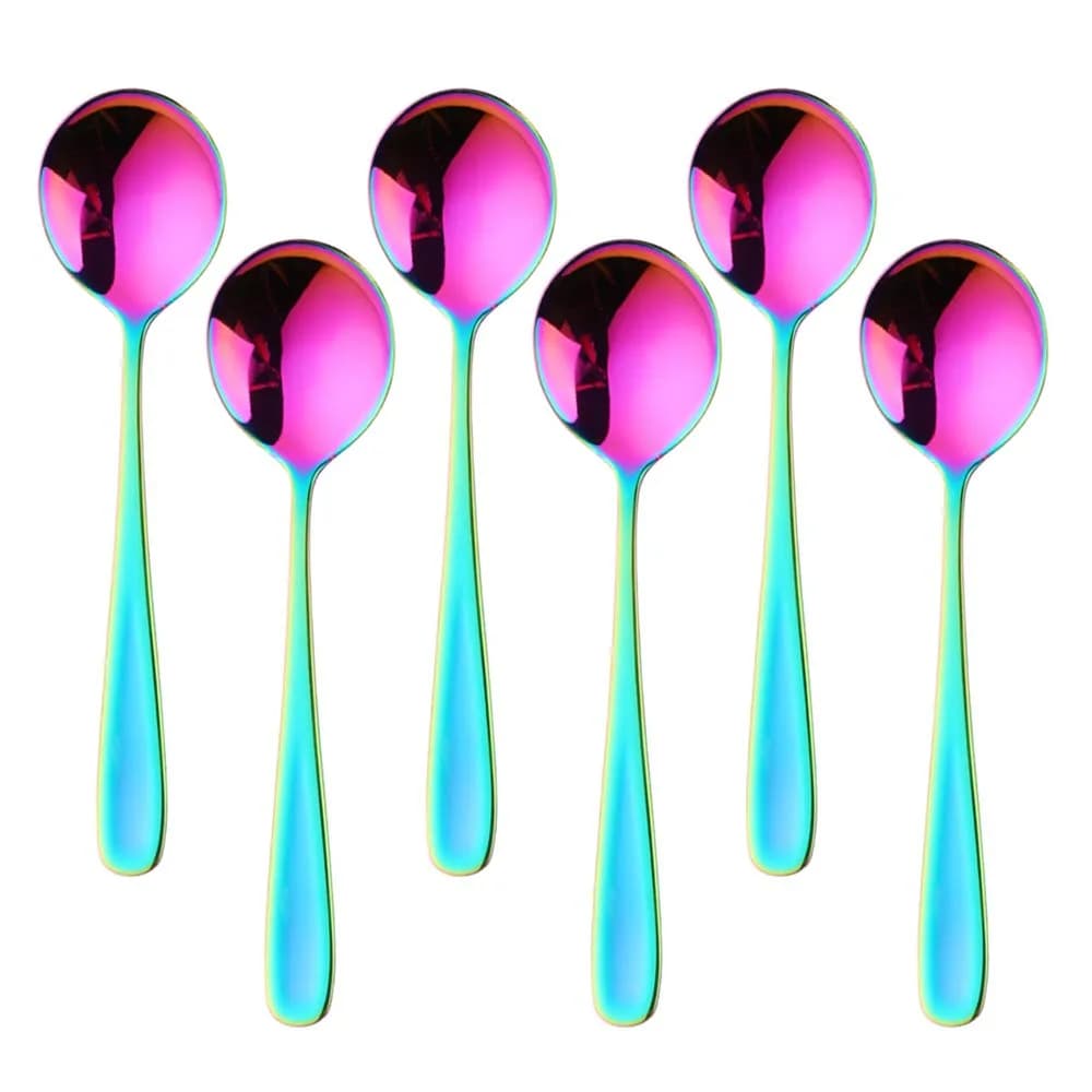 Buyer Star Bouillon Spoon Sets, 7-Inch Rainbow Stainless Steel | Durable & Elegant (70-120 chars)