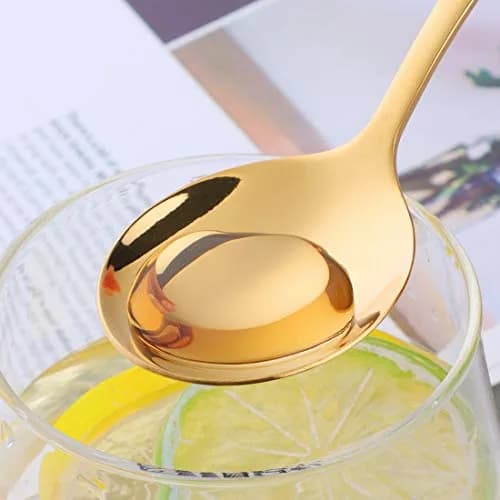 Buyer Star 7-Inch Round Soup Spoons, 18/10 Stainless Steel, Set of 6 | Gold Finish thumbnail 3