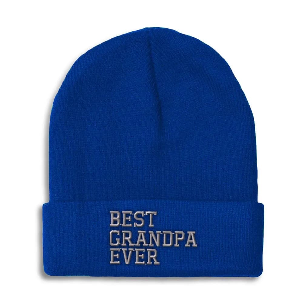 Speedy Pros Beanies for Men Best Grandpa Ever Embroidered Winter Hat One Size Navy — Royal Blue Design Only