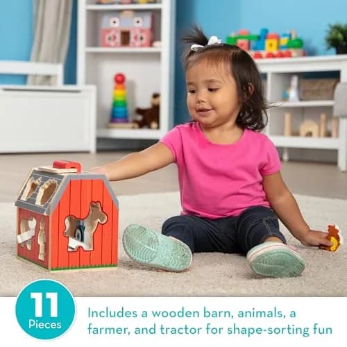 Melissa & Doug Take-Along Wooden Toy Barn, 11-Pc Portable Toddler Playset with Farm Animals & Pop-Up Roof, Preschool Learning Toys for Girls & Boys 2+ thumbnail 5