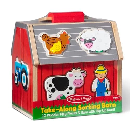 Melissa & Doug Take-Along Wooden Toy Barn, 11-Pc Portable Toddler Playset with Farm Animals & Pop-Up Roof, Preschool Learning Toys for Girls & Boys 2+ thumbnail 7