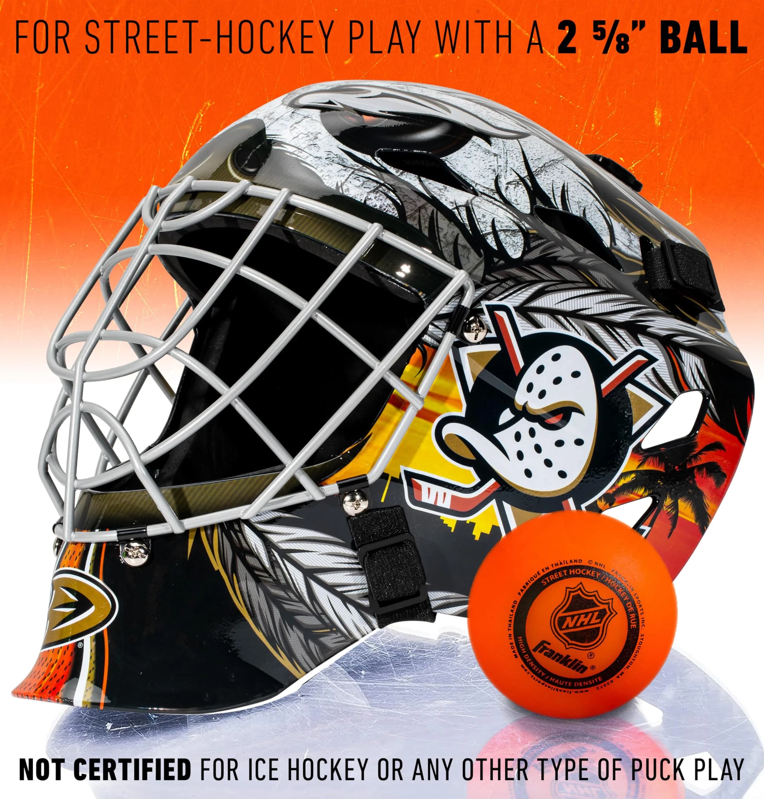 Franklin Sports NHL Street Hockey Goalie Face Mask - Anaheim Ducks Youth Size | Authentic USA Import - view 6