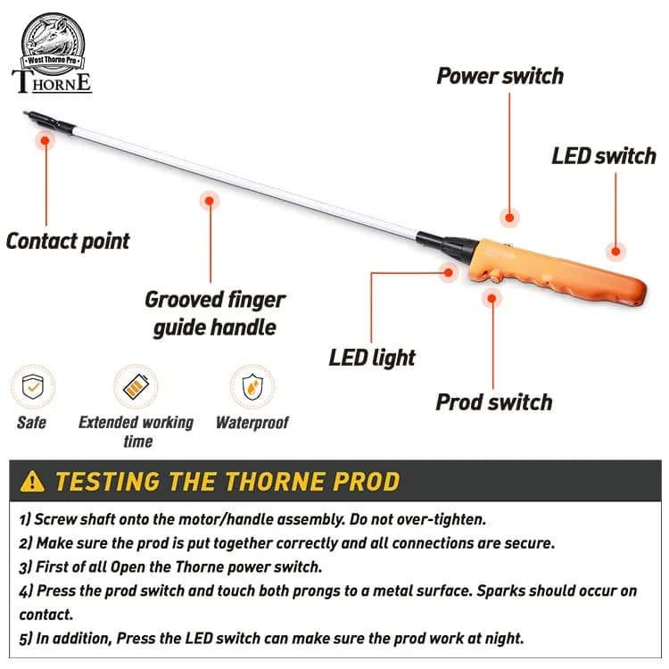 West Thorne Pro Rechargeable Cattle Prod 62cm (25.9in) with LED Light | Essential Livestock Management Tool - view 2