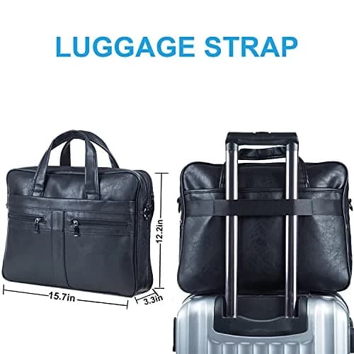 seyfocnia Men's Leather Messenger Bag 15.6 Inch Laptop | Water-Resistant PU Leather, Multiple Compartments, Adjustable Shoulder Strap thumbnail 6