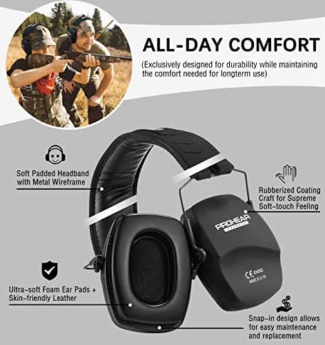 PROHEAR 016 Slim Passive Earmuffs NRR 26dB | Compact Foldable Hearing Protection for Shooting, Hunting, and Workshops thumbnail 4