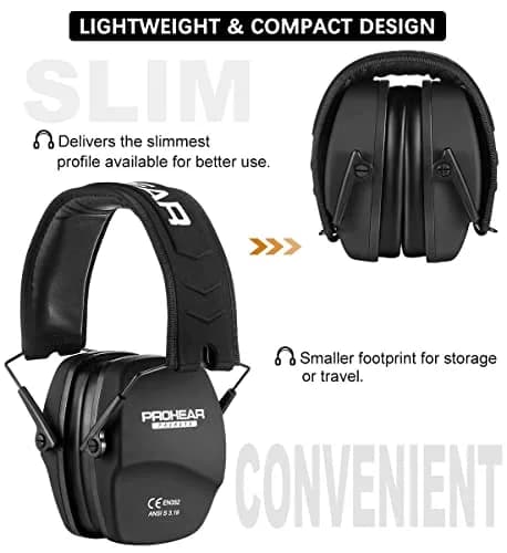 PROHEAR 016 Slim Passive Earmuffs NRR 26dB | Compact Foldable Hearing Protection for Shooting, Hunting, and Workshops thumbnail 5