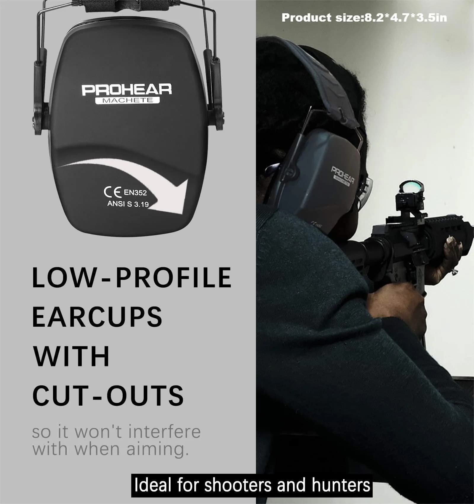 PROHEAR 016 Slim Passive Earmuffs NRR 26dB | Compact Foldable Hearing Protection for Shooting, Hunting, and Workshops - view 3
