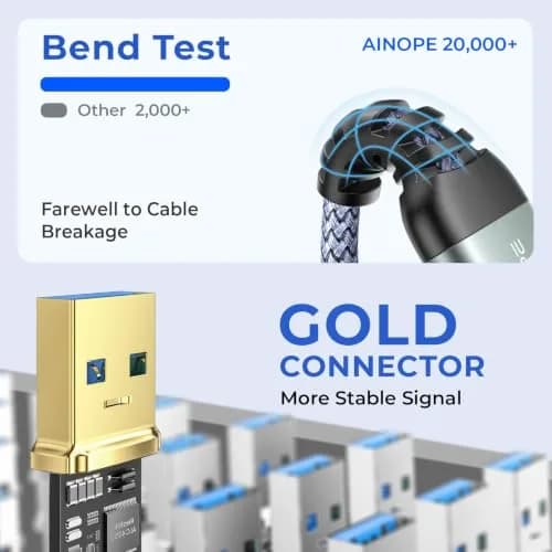 AINOPE USB to USB Cable 6.6FT | Data Transfer & Power for Hard Drives & Laptops thumbnail 9