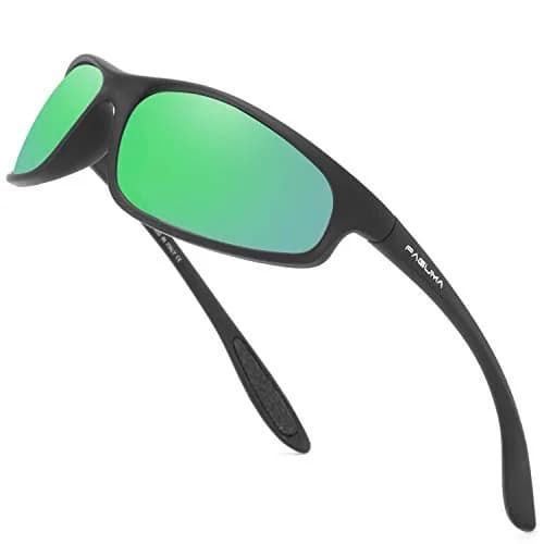 FAGUMA Polarized Sports Sunglasses For Men UV400 Protection Matte Black/Green Mirror | Polarized, Anti-Glare, Lightweight thumbnail 1
