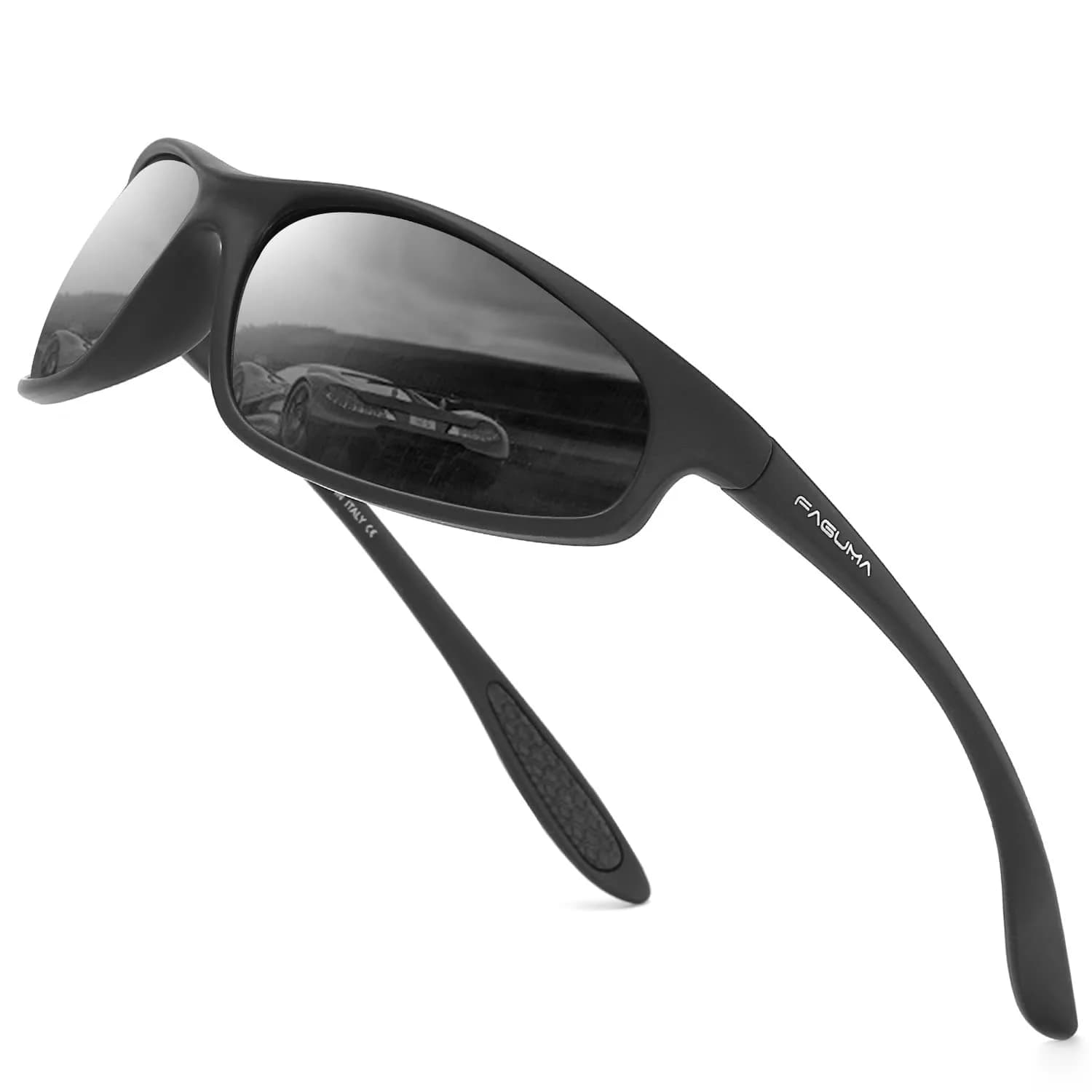 FAGUMA Polarized Sports Sunglasses for Men | UV400 Protection, Matte Black/Grey — Matte Black/Grey