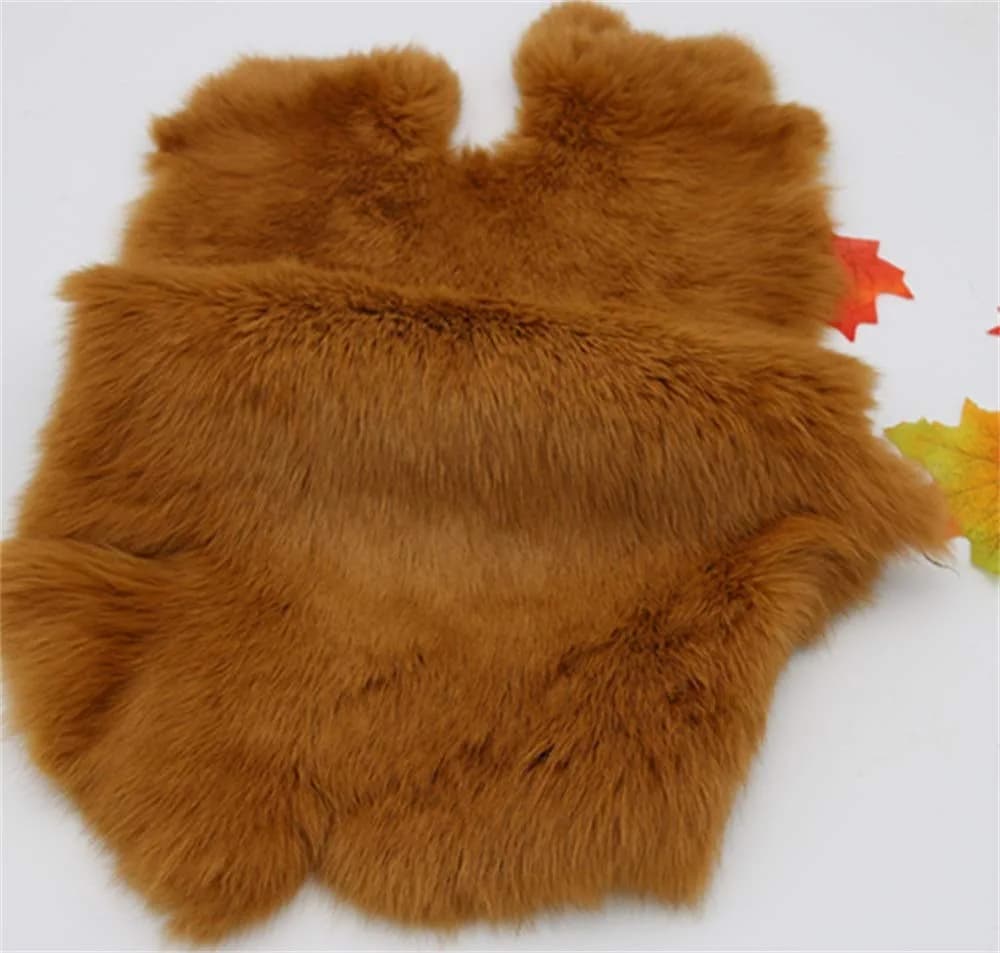 yingda1992 Natural Tanned Rabbit Skin Fur Hide 10"x12" | Sewing Grade Leather & Craft Material