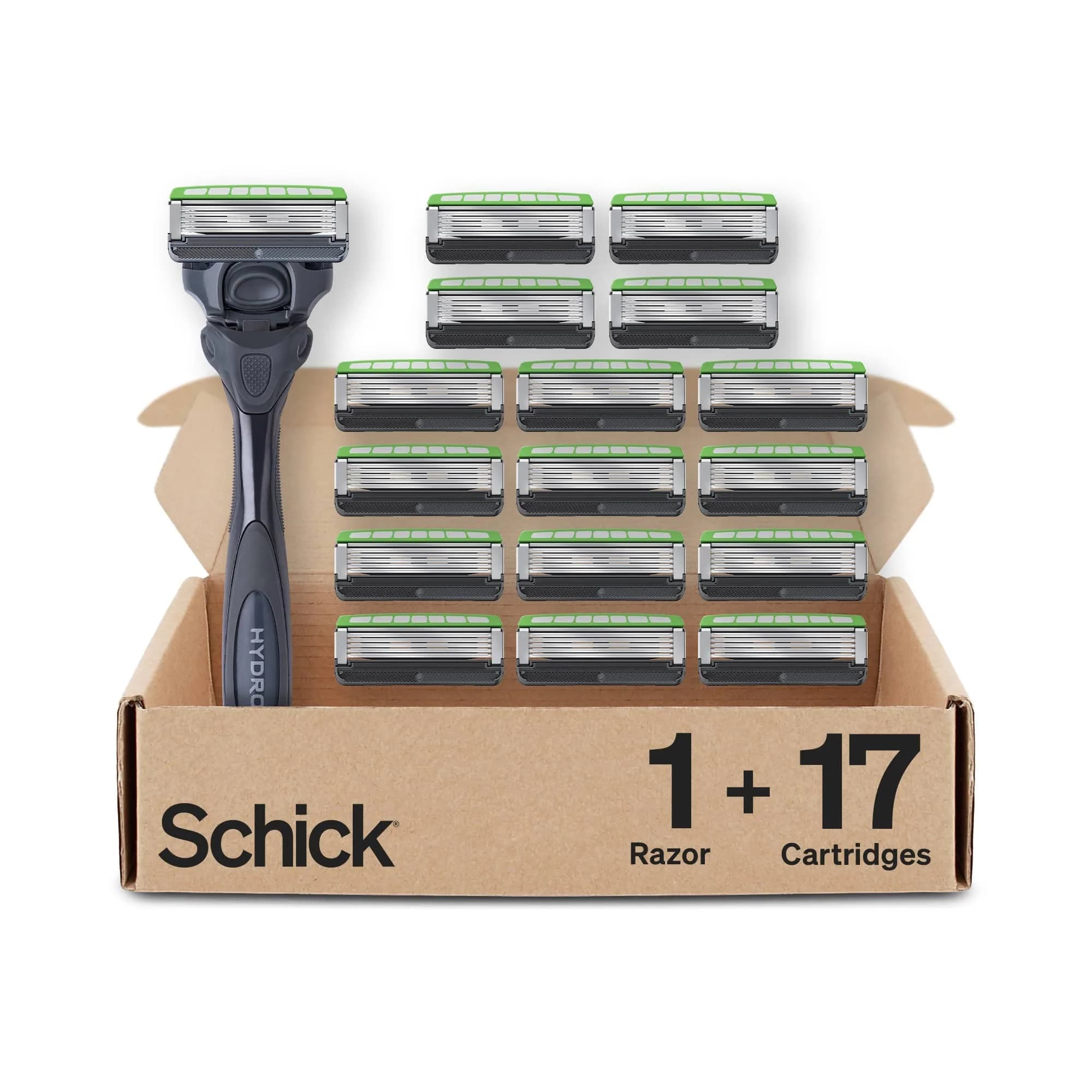 Schick Hydro Sensitive 5-Blade Razor for Men, 1 Handle & 17 Refills | Sensitive Skin Comfort & Long-Lasting Blades