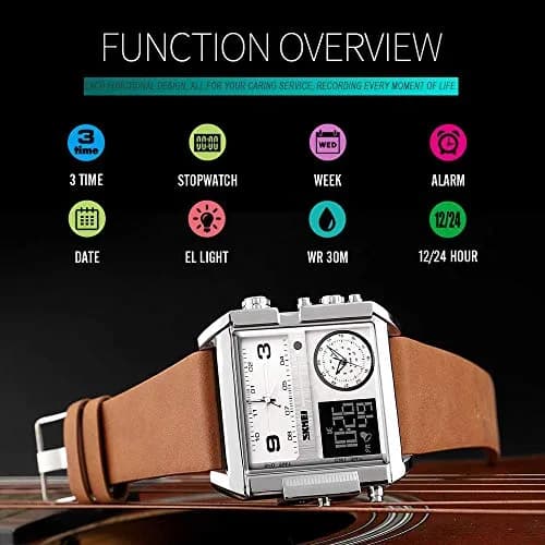 Gosasa Men's Square Large Face Digital Sports Watch | 50M Waterproof LED Quartz thumbnail 6