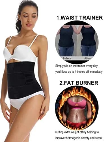 HOPLYNN Neoprene Sweat Waist Trainer Corset for Women | Double-Layer Tummy Control & Sauna Waist Shaper thumbnail 2