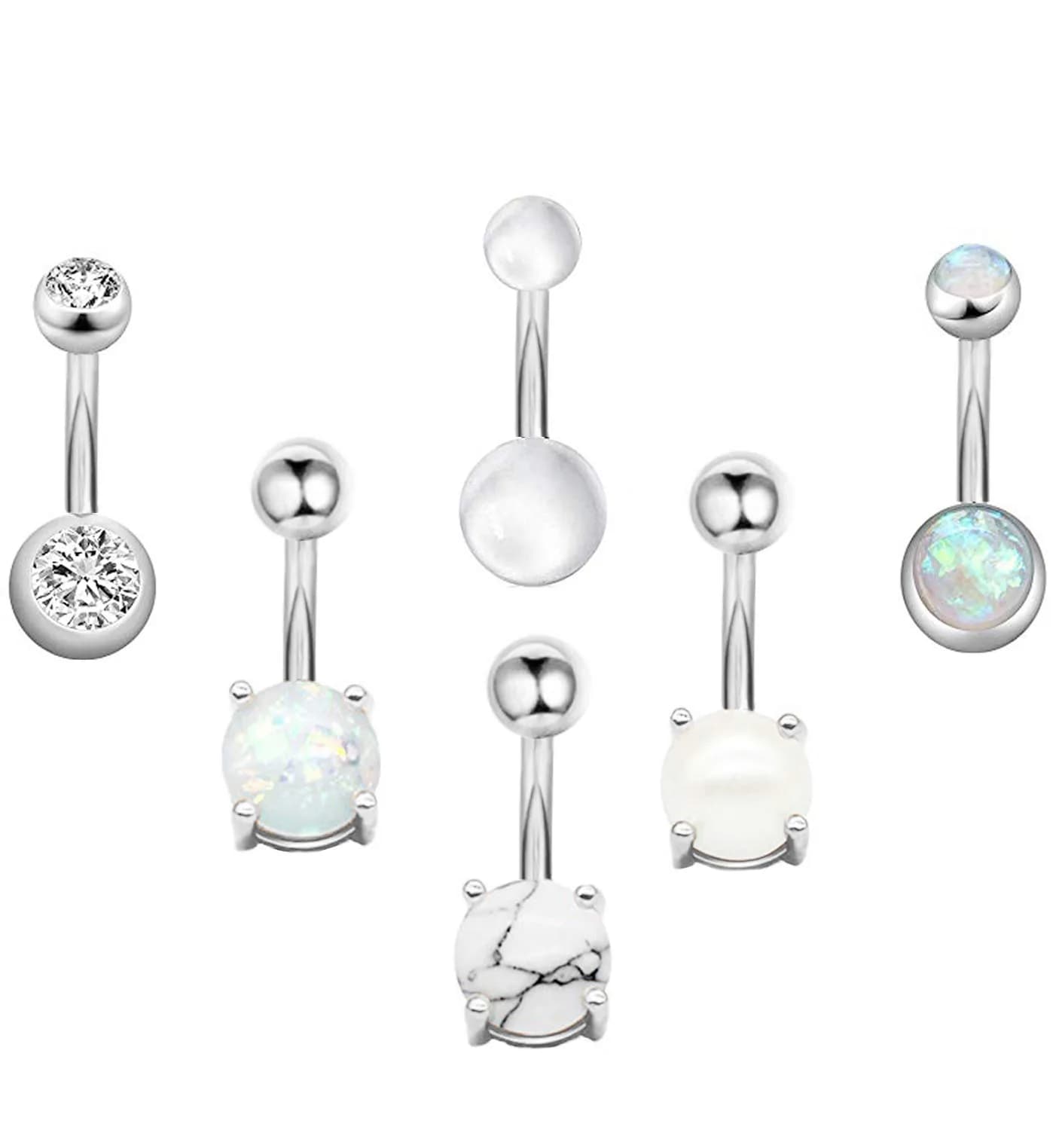 REVOLIA 14G Stainless Steel Belly Button Rings for Women Navel Rings CZ Body Piercing | Dainty, Durable & Safe (70-120c) — Silver E