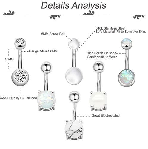 REVOLIA 14G Stainless Steel Belly Button Rings for Women Navel Rings CZ Body Piercing | Dainty, Durable & Safe (70-120c) thumbnail 4