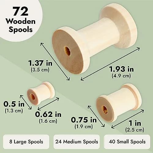 Bright Creations Wooden Spools for Crafts - 72-Pack, Small, Medium & Large, Unfinished Natural Schima Wood | Versatile DIY Thread Holders thumbnail 4