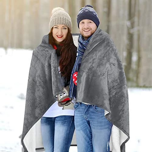Catalonia Sherpa Wearable Poncho for Adults, Grey | Cozy, Soft, Unisex, No Sleeves thumbnail 5
