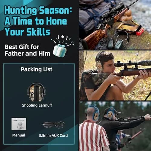 ZOHAN EM054 Electronic Ear Protection for Shooting Range with Sound Amplification Noise Reduction, Ear Muffs for Gun Range (Camo) 22 dB NRR thumbnail 6