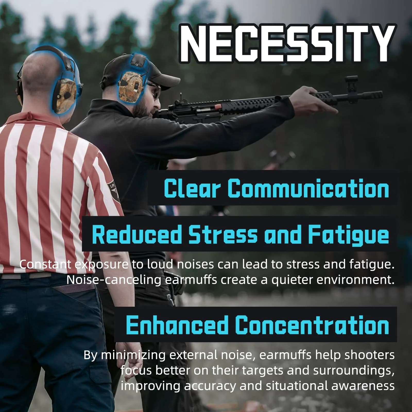 ZOHAN EM054 Electronic Ear Protection for Shooting Range with Sound Amplification Noise Reduction, Ear Muffs for Gun Range (Camo) 22 dB NRR - view 4