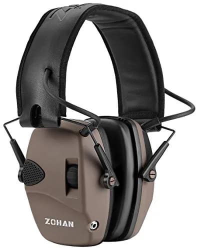 ZOHAN EM054 Electronic Ear Protection for Shooting Range with Sound Amplification Noise Reduction, Ear Muffs for Gun Range (Brown) - NRR 22dB thumbnail 1