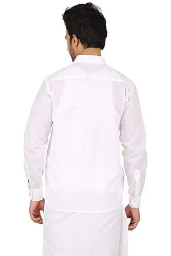 PRAKASAM COTTON Men's White Long Sleeve Classic Collar Shirt 44 | Regular Fit Cotton Blend thumbnail 2