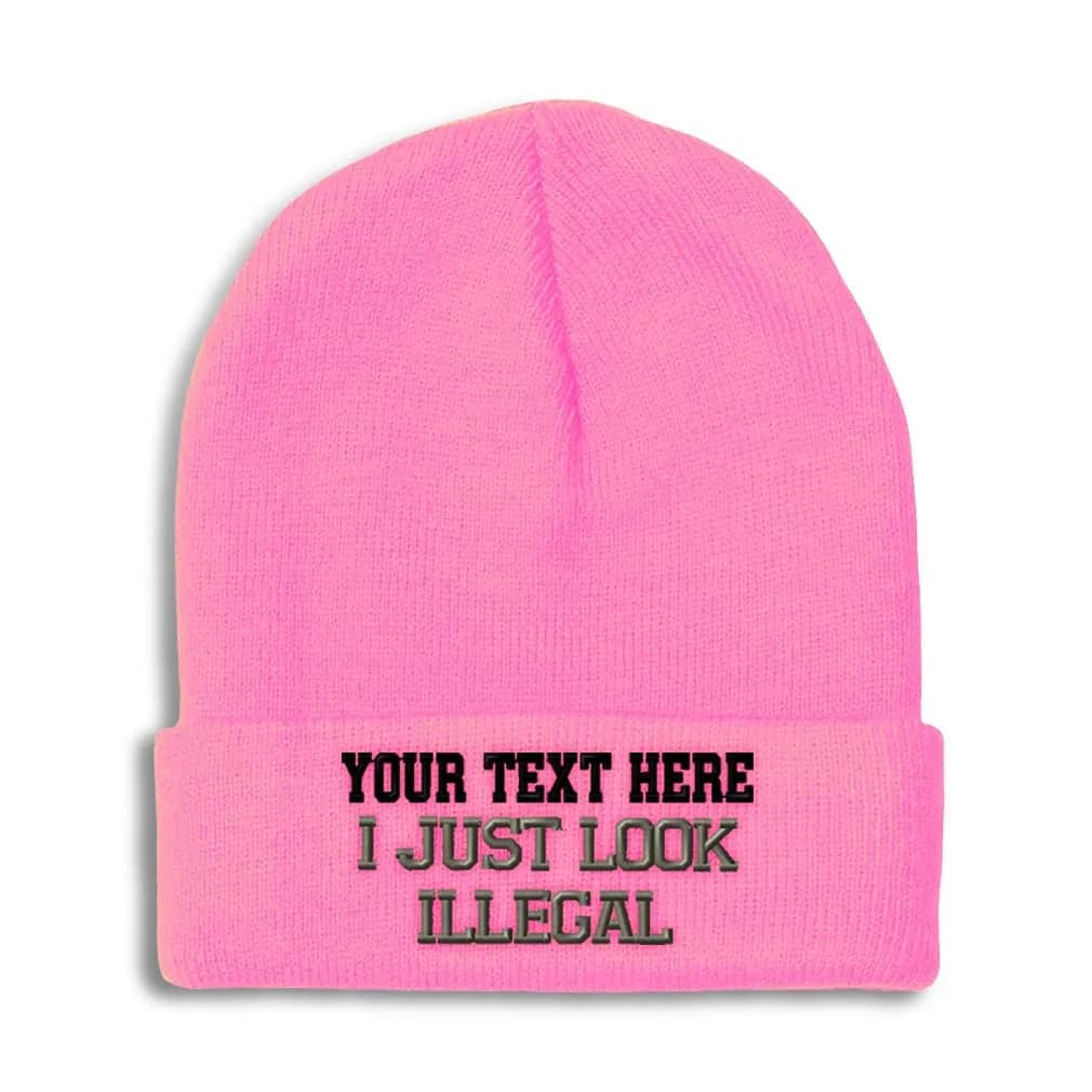 Speedy Pros Custom Beanies for Men & Women | Embroidered Skull Cap Winter Hats | One Size Pink