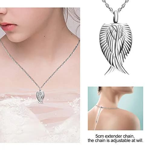 Dletay Customized Angel Wing Cremation Necklace for Ashes | Stainless Steel Memorial Pendant 2.5cm thumbnail 4