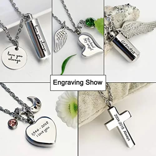 Dletay Customized Angel Wing Cremation Necklace for Ashes | Stainless Steel Memorial Pendant 2.5cm thumbnail 7