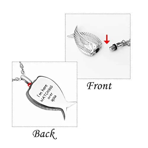 Dletay Customized Angel Wing Cremation Necklace for Ashes | Stainless Steel Memorial Pendant 2.5cm thumbnail 3