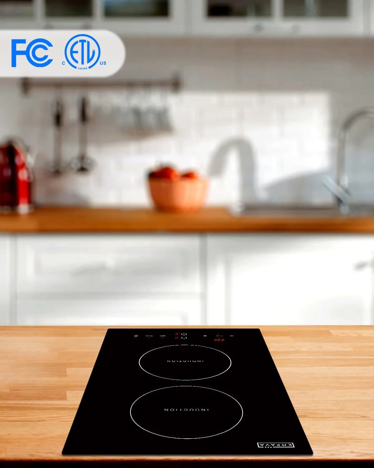 Empava 30.5cm (12 Inch) 2 Zone Induction Cooktop with Dual Bridge-SYNC, Black | 220V Compatible Stainless Steel Cooktop - view 2