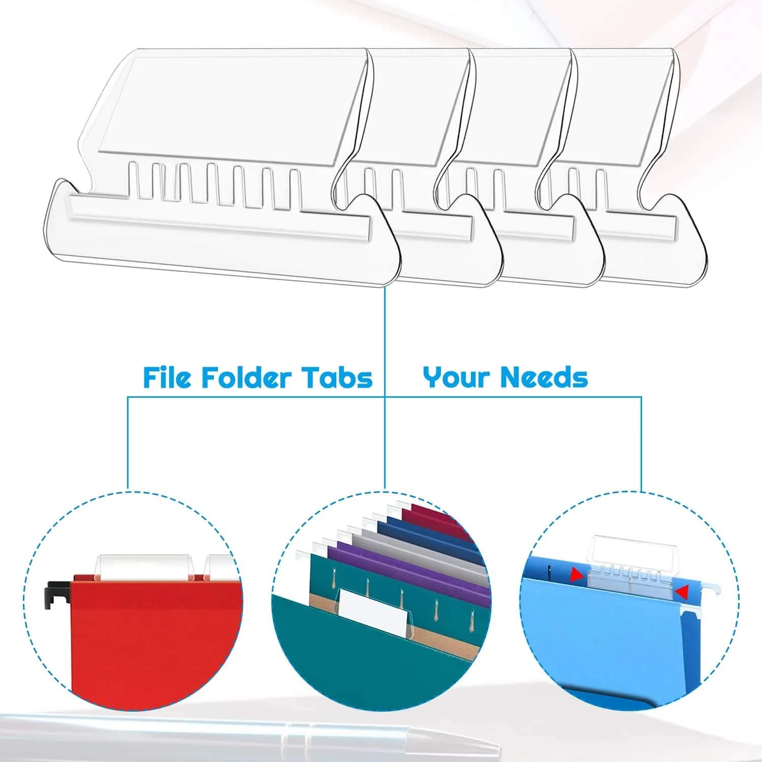 Selizo Hanging File Folder Tabs & Inserts 2" Wide | 100 Sets Value Pack for Easy Organization - view 6