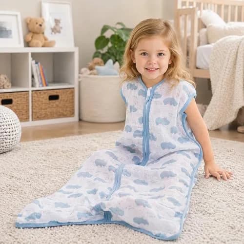 TADO MUSLIN Baby Sleep Sack 2-4 T | Organic Cotton Toddler Wearable Blanket 0.5 TOG X-Large thumbnail 2
