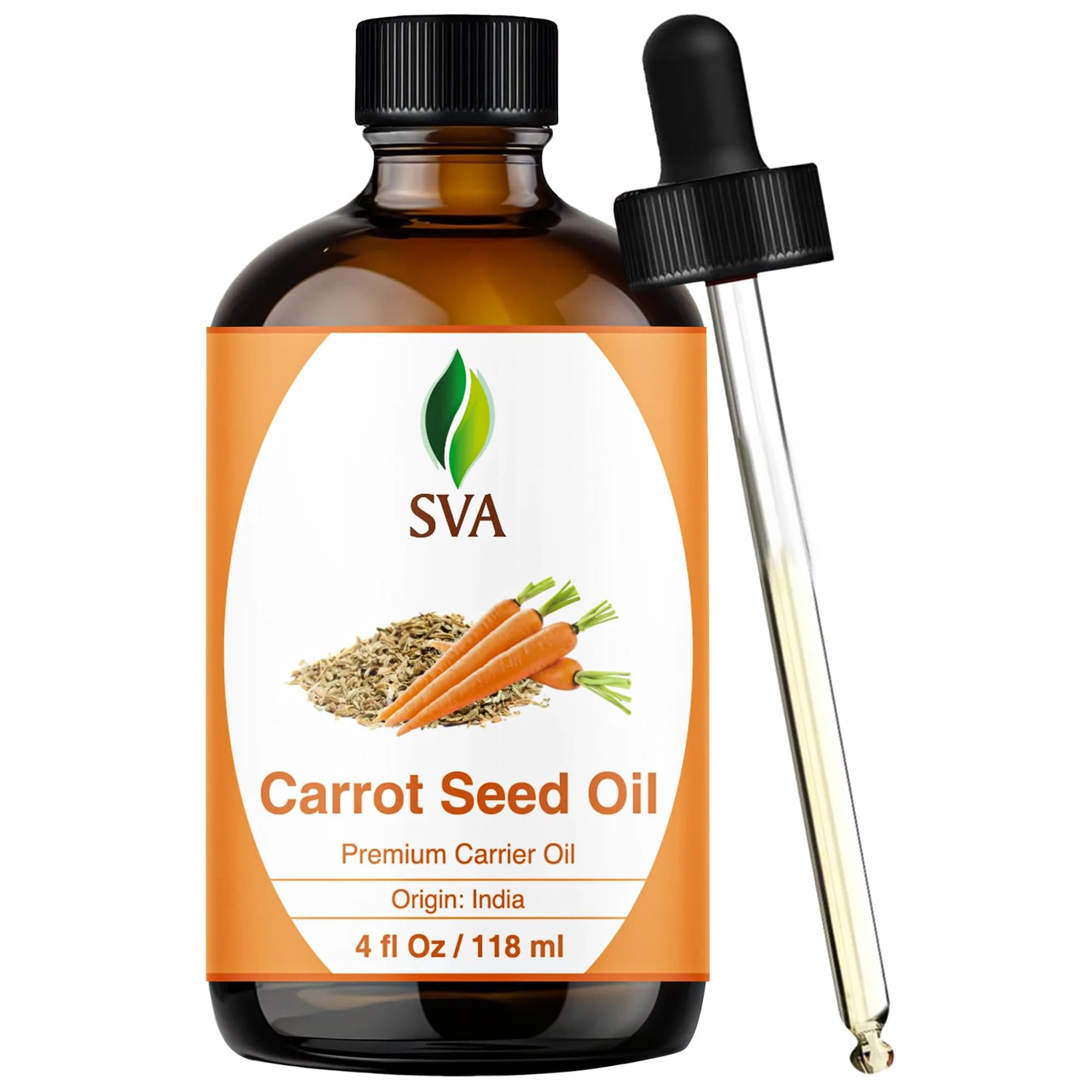 SVA ORGANICS Carrot Seed Essential Oil - 4 Fl Oz (118 ml) - Pure & Natural - main product image