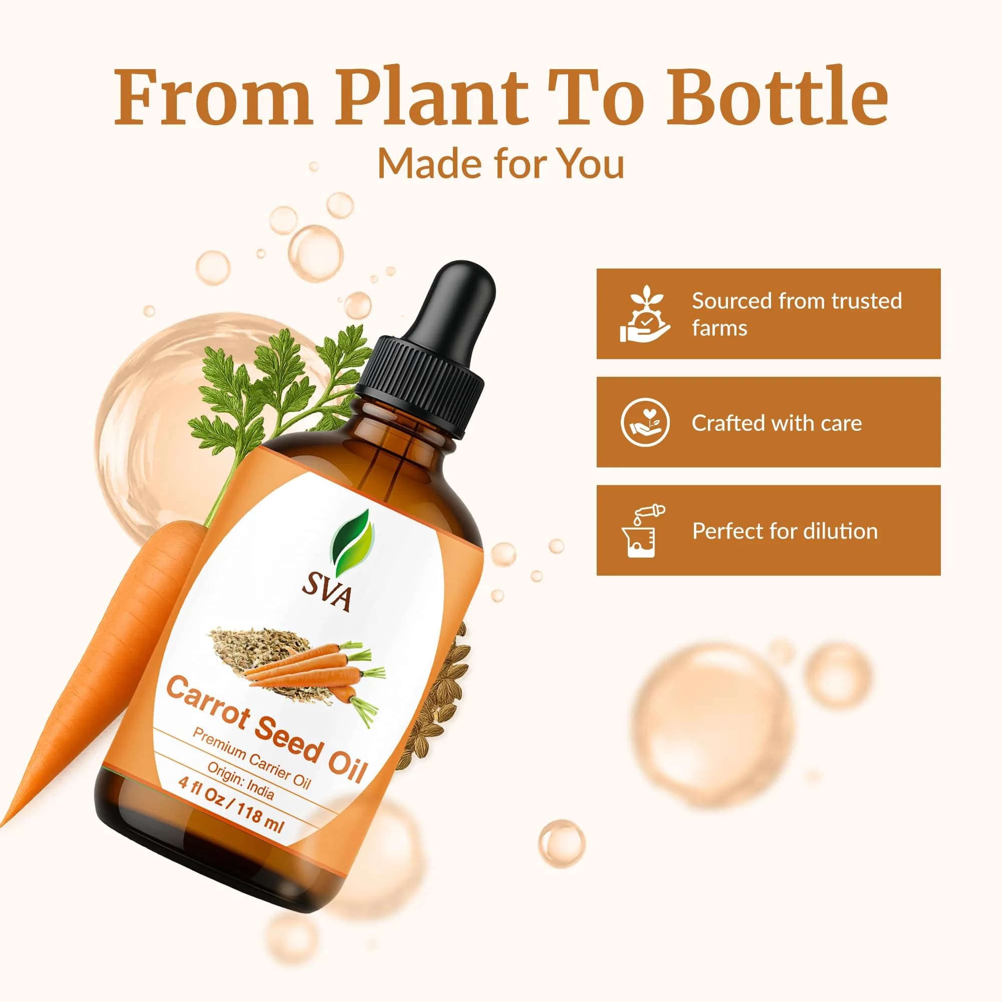 SVA ORGANICS Carrot Seed Essential Oil - 4 Fl Oz (118 ml) - Pure & Natural - view 4