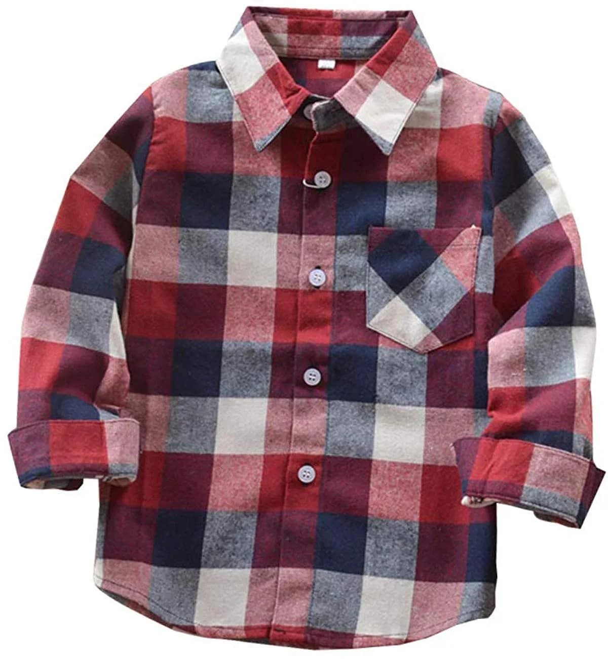 Goodplayer Kids Plaid Flannel Shirt 12-18 Months | Soft Cotton & Warm Long Sleeve