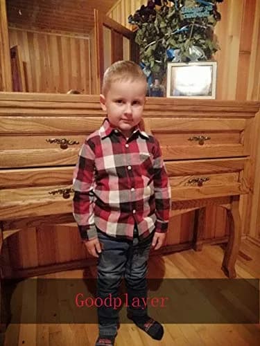 Goodplayer Kids Plaid Flannel Shirt 12-18 Months | Soft Cotton & Warm Long Sleeve thumbnail 3
