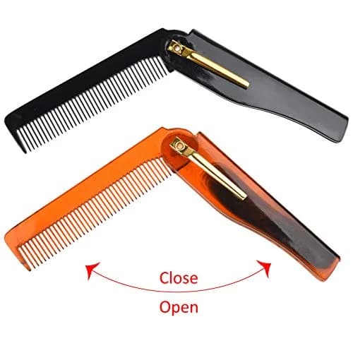Kare & Kind Folding Pocket Comb 4 Pc Set (2 Brown, 2 Black) | Fine Tooth Styling for Hair, Beard, Mustache thumbnail 5