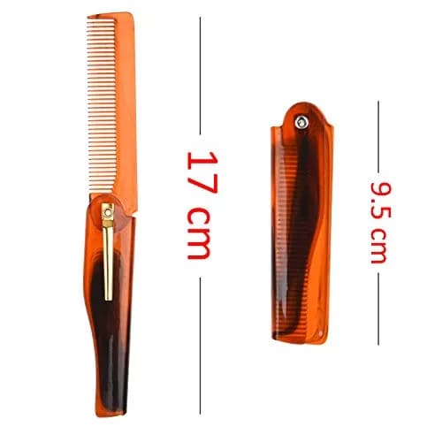 Kare & Kind Folding Pocket Comb 4 Pc Set (2 Brown, 2 Black) | Fine Tooth Styling for Hair, Beard, Mustache thumbnail 2