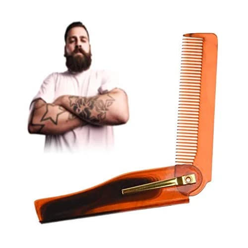 Kare & Kind Folding Pocket Comb 4 Pc Set (2 Brown, 2 Black) | Fine Tooth Styling for Hair, Beard, Mustache thumbnail 3