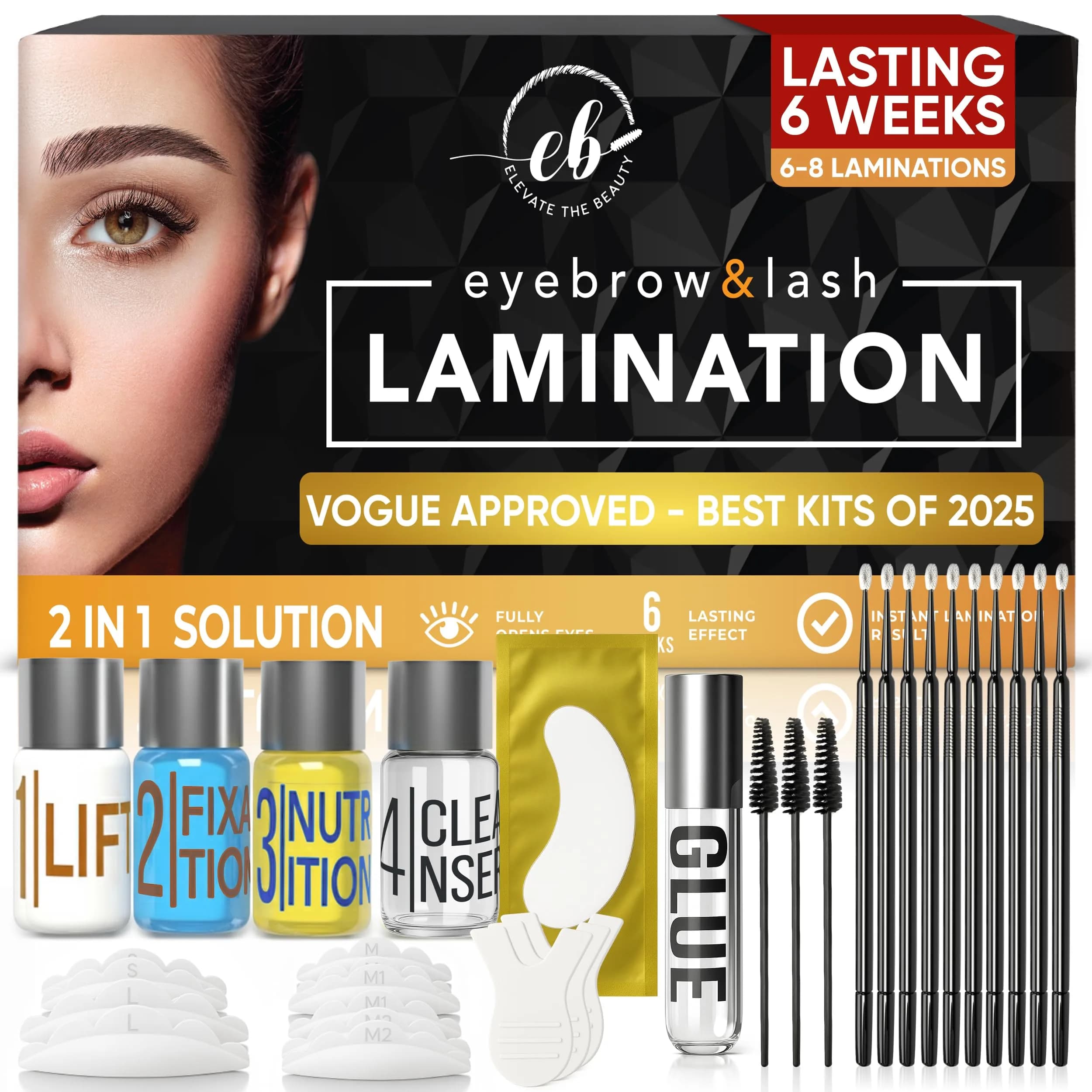 Elevate the Beauty Lash Lift & Eyebrow Lamination Kit with Tools and Guide | 1 Ounce | Long-Lasting, Vegan & Cruelty-Free