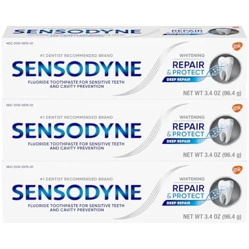 Sensodyne Repair and Protect Whitening Toothpaste 10.2ml (3.4 Fl Oz) Pack of 3 | Clinically Proven Sensitivity Relief & Enamel Repair thumbnail 2