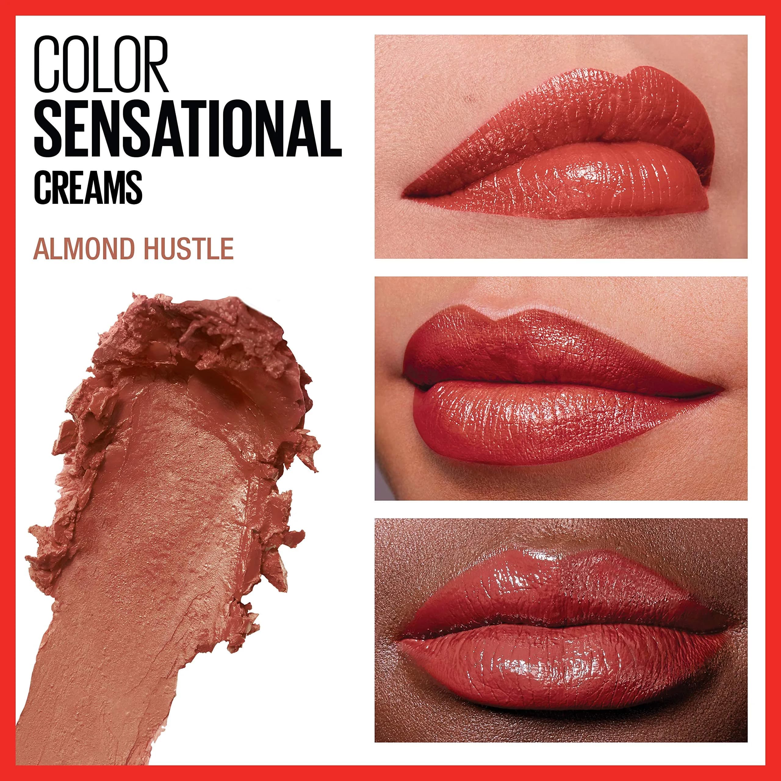 Maybelline Color Sensational Lipstick in Almond Hustle - Creamy Hydrating Nude Pink Lip Color, 4g thumbnail 3
