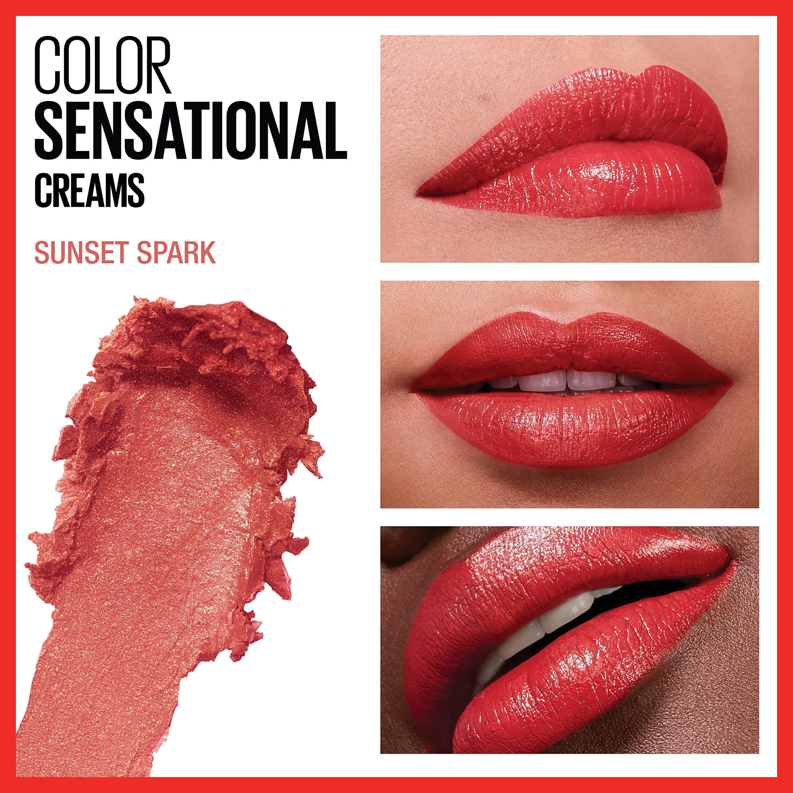 Maybelline New York Color Sensational Lipstick, Sunset Spark | Creamy Hydrating Lipstick with Shea Butter (0.15 oz / 4.25 g) - view 3