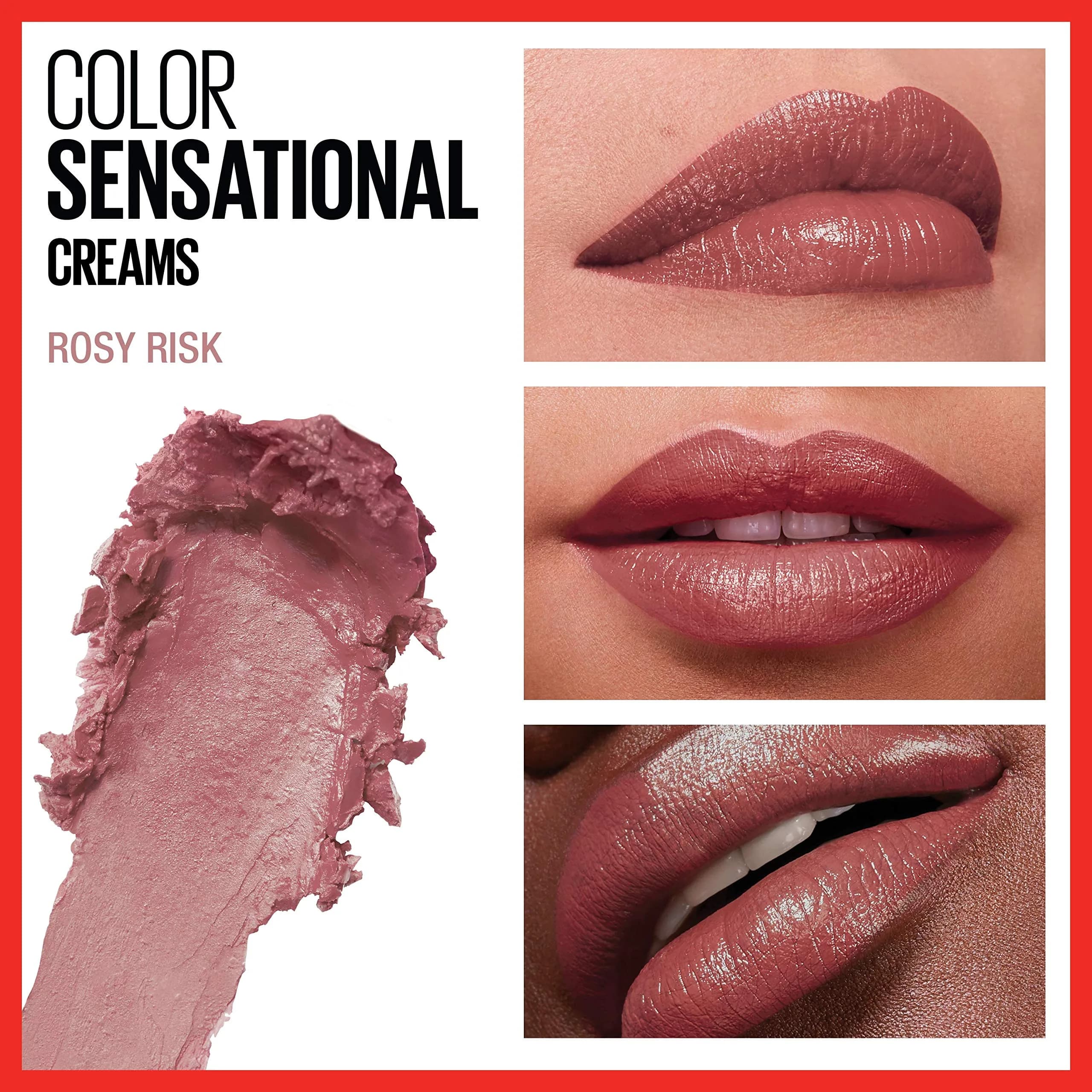 Maybelline Color Sensational Lipstick in Rosy Risk - Creamy Hydrating Nude Pink Lip Color, 4g thumbnail 3