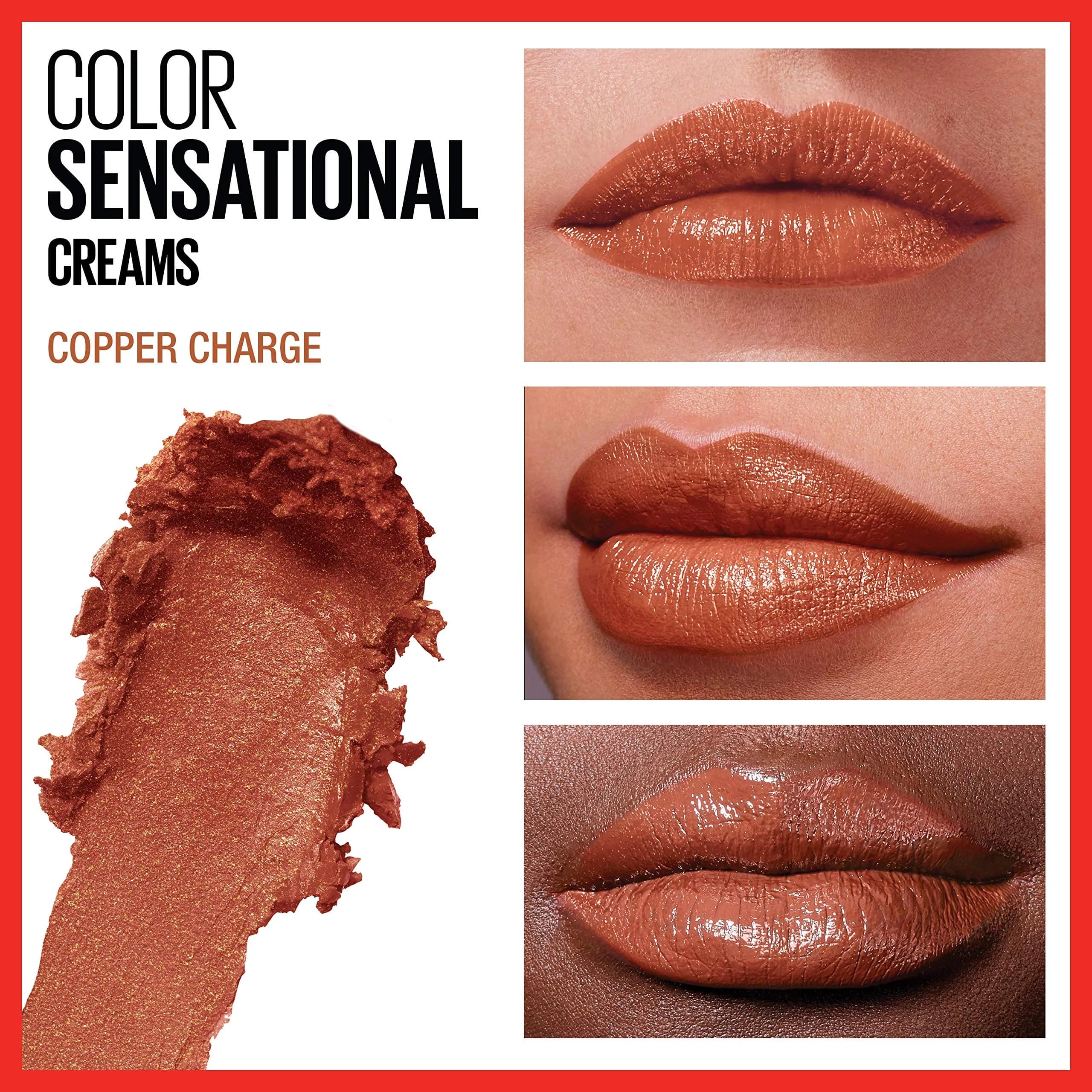 Maybelline Color Sensational Lipstick in Copper Charge - Creamy Hydrating Lip Color, 4g (0.15 Oz) thumbnail 3