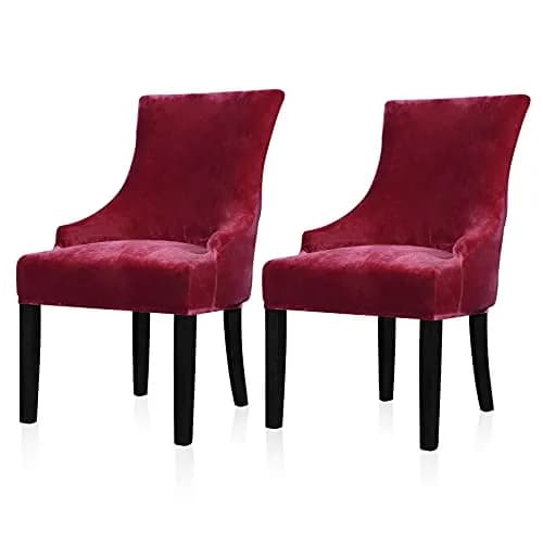 Lellen Velvet Stretch Wingback Chair Cover Slipcover - Wine, 1PC | Fits Chairs 18-22" Seat Length, 20-24" Seat Width thumbnail 1