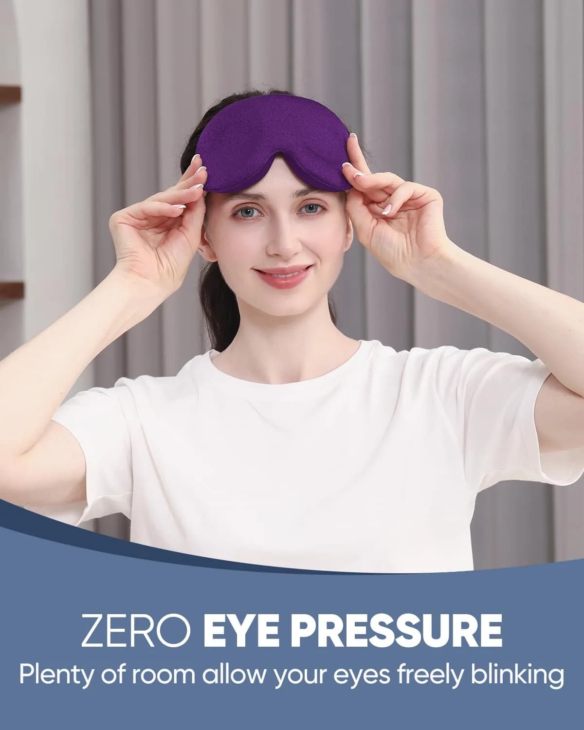 MZOO Luxury Sleep Eye Mask for Side Sleepers, Zero Eye Pressure 3D Blackout Blindfold, Soft Eye Shade Cover for Travel, Purple - view 2