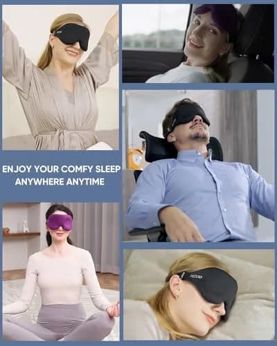 MZOO Luxury 3D Sleep Mask for Women & Men | 13mm Eye Cups, 22mm Nose Padding, 10mm Strap (Purple) thumbnail 7