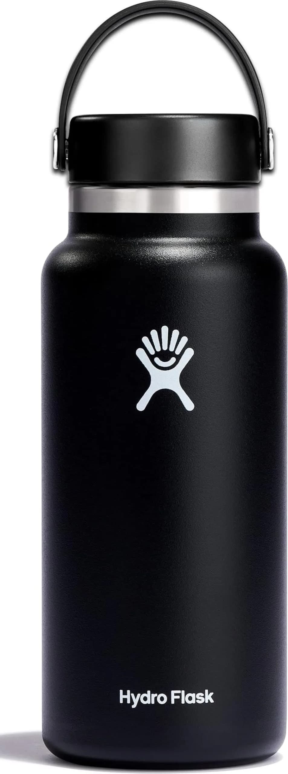 Hydro Flask 40 Oz Tonal White Wide Mouth Water Bottle | Insulated Stainless Steel, Cold 24 Hrs, Hot 12 Hrs — Black / 32 Oz